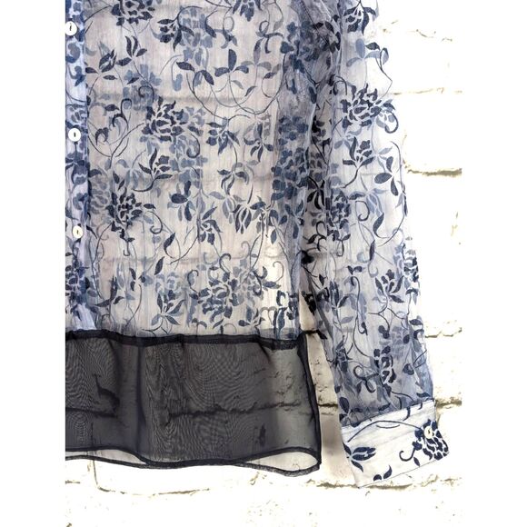 A'NUE LIGNE Sheer Burnout Velvet Popover Top Ethereal Feminine Artsy Medium - Picture 3 of 7